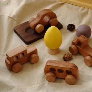 Juego de Coches de Madera Educativos Hechos a Mano, Ecológicos y Seguros para Recién Nacidos, Montessori, <span class=keywords><strong>Coche</strong></span> de Empuje de Madera para Niños y Niñas, Decoración de Guardería - Product Image 2