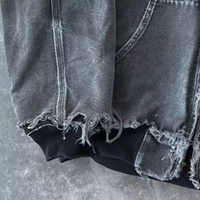 Veste à capuche vintage pour homme des années 90 en coton délavé, coupe oversize, noir délavé, avec fermeture éclair, style streetwear, lettres brodées, vêtement d'extérieur rétro