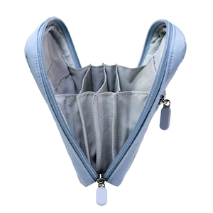 Bolsa de papelería de PVC azul claro con bolsillo frontal transparente y lindos parches de dibujos animados, tamaño A5 - Product Image 5