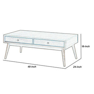 DB Retro Modern Style 1-Piece Coffee <b>Table</b> 2 Drawers Brown Finish Durable Eco-Friendly Decorative <b>Walnut</b> Veneer Wooden Furniture - Product Image 5