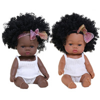 Muñeca Reborn Africana Negra de 33 cm, Juguete de Vinilo Suave con Simulación de Porcelana para Niños y Niñas de 2 a 7 Años, China