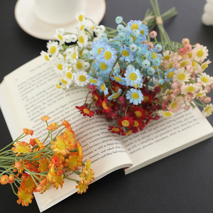 <b>Artificial</b> Daisy <b>Bouquet</b> Blue White Plastic Silk Flowers For Home Wedding Decorations - Product Image 4