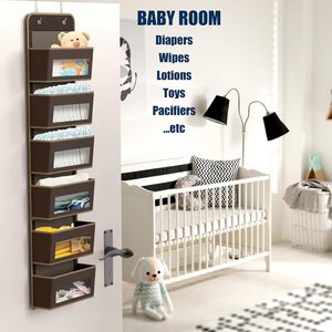 Organizador de Almacenamiento para Puerta con 6 Bolsillos, Tela Marrón, para Productos de Bebé - Product Image 3