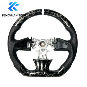 Volant de voiture en cuir noir personnalisable en direct d'usine, avec fibre de carbone forgée bleue, pour Infiniti FX35 G25 G37 Q50 Q60 Q70 <span class=keywords><strong>350Z</strong></span> - Product Image 1
