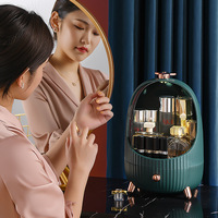 Boîte de rangement pour cosmétiques à éclairage LED, commode carrée en plastique avec tiroir à rouge à lèvres, étagères d'organisation pour la maison