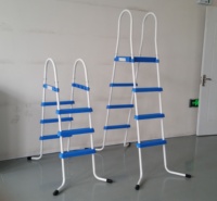 Tangga Kolam Renang Dalam Tanah dengan Platform untuk Kolam Renang Baja Anti Karat Model AQUATEC/TRICON TR5000 Abu-abu & Biru Garansi 1 Tahun