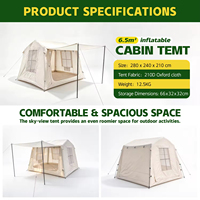 Tente de camping gonflable 280x240x210cm, style cabane, abri à structure pneumatique avec auvent avant et fenêtres latérales pour les campings