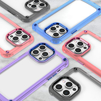 Casing iPhone 14 Pro Max, pelindung HP Bumper Anti jatuh empat sudut, PC transparan TPU tahan guncangan untuk iPhone 15 Plus 13 12 11