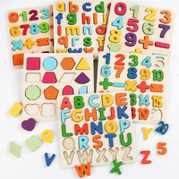 Puzzle en bois 3D personnalisé en contreplaqué, alphabet Montessori, lettres, chiffres et formes, jouet éducatif pour l'apprentissage