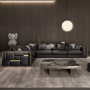 Visionnaire Genuine Leather <span class=keywords><strong>Babylon</strong></span> Sofa Set Sofá esquinero Vetchnealbabylon en color negro - Product Image 3