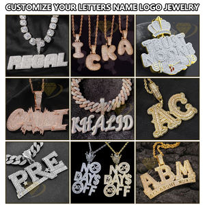 Iced Out Hip Hop diamante personalizado letra colgante joyería fina encanto diseño cadena 925 Plata hombres Moissanite nombre Logo colgantes - Product Image 3