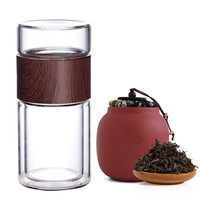 Stocké petit 120/200ml Double paroi Borosilicate voyage bouteille de thé tasse Portable thé gobelet bouteille d'eau avec infuseur