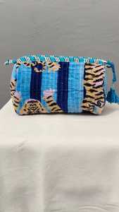 Handcrafted India tiger print Set Of 3 Quilted Toiletry <b>Bag</b> Velvet fabric Color <b>Make</b> <b>Up</b> <b>Bag</b> Cosmetic <b>Bag</b> - Product Image 4