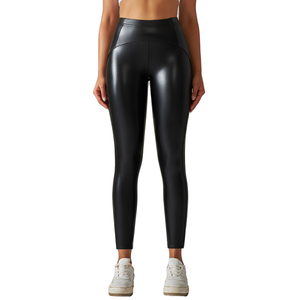 2025 da <span class=keywords><strong>donna</strong></span> <span class=keywords><strong>Leggings</strong></span> Casual in <span class=keywords><strong>ecopelle</strong></span> pantaloni elasticizzati a vita alta con tecnica cucita in tessuto a maglia con controllo della pancia - Product Image 3