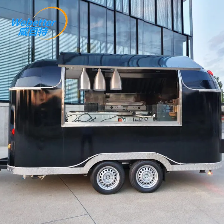 EEC / COC Vaild Commercial Catering Van Ice Cream Trucks with Kitchen 4 Road Wheels 400*210*210cm Galvanized Sheet