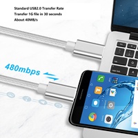 Cable de Datos de Carga Rápida USB Tipo-C de 1M PD60W 3A con Carcasa de Aleación de Aluminio, Blindaje de Lámina y Cubierta de Nailon Trenzado para Teléfonos Móviles