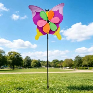 Molinillo de <span class=keywords><strong>Viento</strong></span> con Forma de Mariposa para Jardín, Alas de Doble Capa, Molinillo de Flores, Decoración para Patio Exterior, 36x98cm - Product Image 1