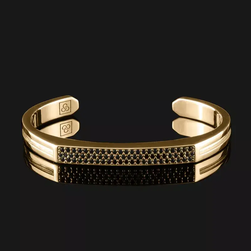 2023 Elegant Custom Fashion Fine Jewelry Open 18K Gold Plated Stainless Steel Bangle Cuff Bracelets For Men