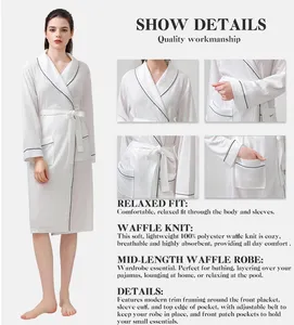 Sunhome China Professional Customized Sleepwear Shawl Collar Waffle Bathrobes Hotel Spa Sexy Women's Pajamas