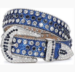 เข็มขัดหนัง PU ประดับพลอยเทียมประดับคริสตัลสีสันสดใสสำหรับผู้หญิงสไตล์ตะวันตกสำหรับเครื่องประดับเสื้อผ้า - Product Image 6