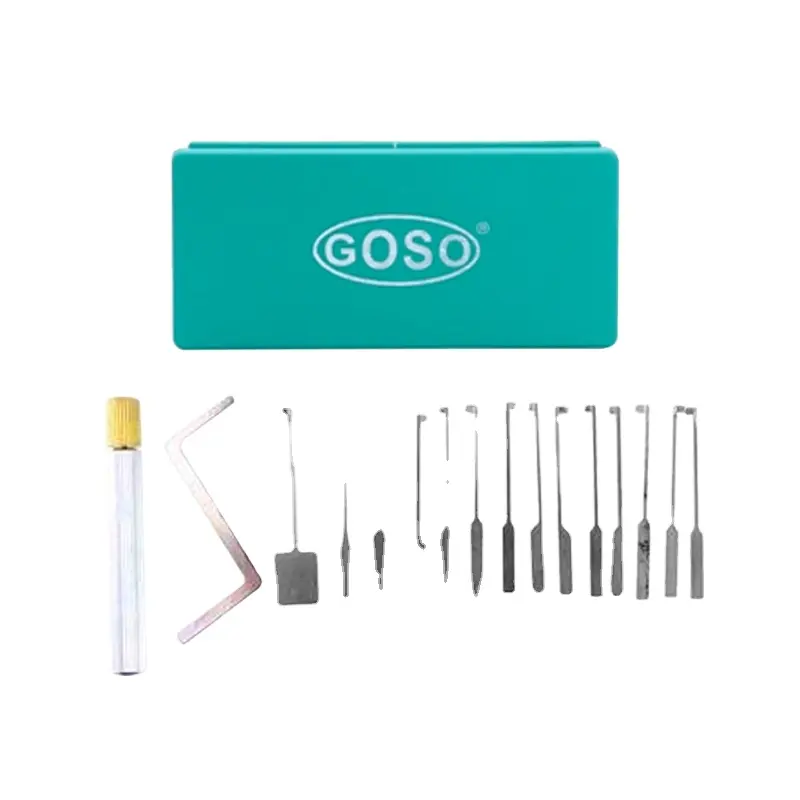 Goso Advanced Combination LockSmith Tools Unlocking Lock Pick Set for 14 hook Dimple picks Kaba lock Tools