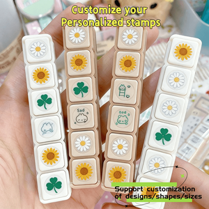Lot de six tampons créatifs multi-usage, mini-tampons en caoutchouc amovibles, légers, pour la création de journaux, outil décoratif <span class=keywords><strong>personnalisé</strong></span> pour l'art - Product Image 2