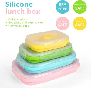 Custom Square Food Bowl Container Silicone Collapsible Square Lunch Box