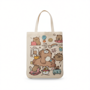 Borsa in tela Capibara 32x36cm con stampa di animali carini, borsa tote per uso quotidiano - Product Image 1