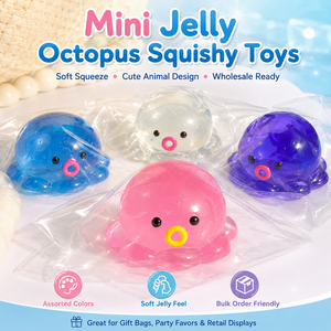 Mini jouets en gelée en forme de pieuvre, jouets souples à presser, animaux mignons anti-stress, couleurs assorties pour la vente en gros - Product Image 1