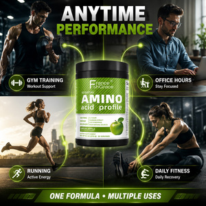 Fabricant de suppléments d'acides aminés nutraceutiques avec Guarana pour la concentration et la récupération musculaire, poudre d'acides aminés saveur pomme verte - Product Image 2