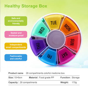 Pastillero Semanal Mini al por Mayor, 7 Días, 4 Tomas Diarias, 28 Compartimentos, Caja de Pastillas Redonda, Organizador de Pastillas Semanal Colorido - Product Image 3