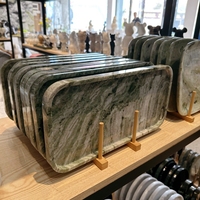 Plateau de service rectangulaire en marbre poli, onyx et jade vert, avec taille et épaisseur personnalisables pour la décoration de la maison