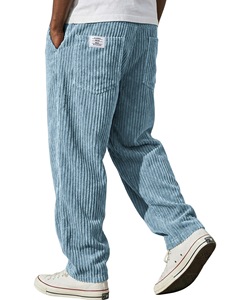 Pantalones Casuales de Pierna Recta y Corte Holgado con Etiqueta Bordada Estilo Americano para Hombre, Pantalones con Rayas Verticales - Product Image 4
