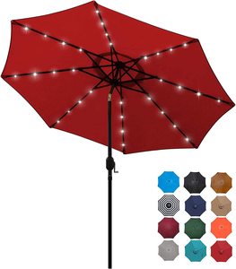 Parasol de jardin pliable solaire avec éclairage LED, parasol de patio, parasol d'extérieur pour jardin, terrasse, cour, piscine - Product Image 2