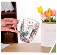 Tasse en verre à double paroi à haute teneur en borosilicate faite à la main