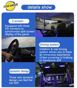 Machine de course VR 2 places à 3 écrans Simulateur de <span class=keywords><strong>voiture</strong></span> 3D intérieur à trois axes avec volant en métal Simulateur de conduite de <span class=keywords><strong>voiture</strong></span> de jeu - Product Image 5