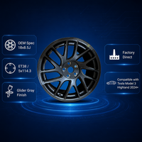 Pour Tesla Model 3 Highland 2024+ Jante en alliage 18x8.5J 5x114.3 ET38 Gris Glider 1344221-00-B Spécifications OEM