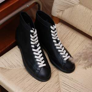 Nouvelles bottes Goodall rétro en cuir à bout rond pour l'automne et l'hiver, bottes à semelle épaisse compensée - Product Image 2