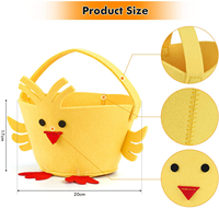 Poulet mignon imprimé Paniers en feutre de Pâques Hot Kids Treat Stockage de bonbons Paniers de jouets en peluche pour Pâques Fournitures de vacances décoratives