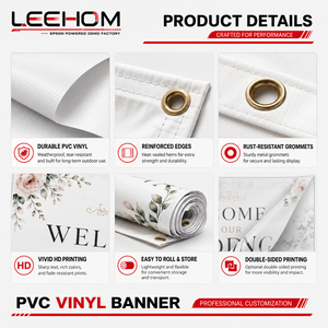 Bannière en vinyle PVC imperméable personnalisée de qualité supérieure, directement de l'usine, motif floral, pour panneau de <span class=keywords><strong>bienvenue</strong></span> de <span class=keywords><strong>mariage</strong></span> en extérieur, ensemble d'affichage pour cérémonie et entrée - Product Image 3
