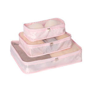 Travel Storage Bag Set Pink 3-Piece Rectangle Clothing Organizer For Trip Waterproof Foldable - Product Image 5