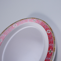 Jeu de plaques de mélamine avec logo personnalisé Impression de décalcomanies de fleurs Surface brillante incassable Fêtes à la maison Pack en plastique Motif durable
