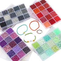 AHAYA Nouveau Kit de Fabrication de Perles en Verre Multicolores Grande Capacité 15 Compartiments pour Accessoires de Bijoux DIY et Rangement
