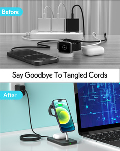 Caricabatterie Wireless magnetico 3 in 1 compatibile per i Phone 14 13 serie 12/A p orologio serie 8/7/Air pods pro - Product Image 2