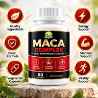 Capsules de Maca et de Ginseng Naturelles avec Formule Herbal Équilibrée pour la Gestion de l'Énergie Masculine Adulte et le Soutien de la Vitalité Physique
