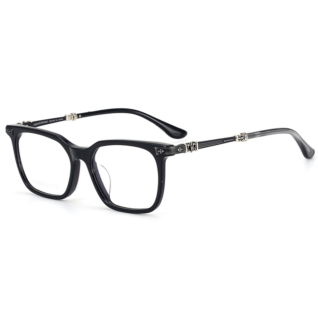 Square Solid Acetate Full-Rim Optical Glasses Frames Unisex Prescription Eyewear Vintage Floral Metal Temples Custom Logo