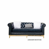 Canapé Chesterfield en velours bleu marine sur mesure de conception européenne, canapés de salon personnalisés, vert
