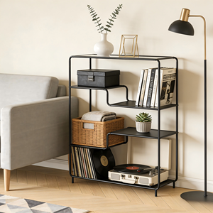 Étagère multifonctionnelle à 4 niveaux en métal et en verre pour le salon, le bureau et la <span class=keywords><strong>cuisine</strong></span> avec étagères en métal. - Product Image 2