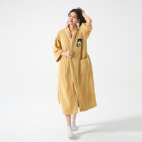 Peignoir pour adulte en polaire corail, col montant, doux, absorbant, vêtements d'intérieur d'automne, chemise de nuit pour femmes, hôtel, facile à porter