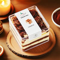 Boîte à pâtisserie transparente recyclable en PS de haute qualité, conteneur d'emballage durable pour gâteau tiramisu, dessert imprimé UV, sucré